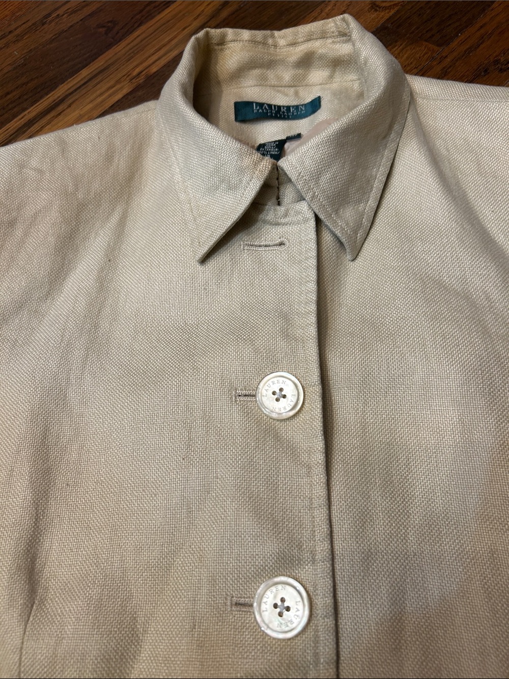 Lauren Ralph Lauren Cream 💯Linen Button Front Blazer - Picture 12 of 16